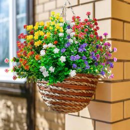 Decorative Flowers 1 Bundle Artificial UV Resistant Shrubs Plants Fake Flower Greenery Outdoor For Office Wedding Garden Decoration Party