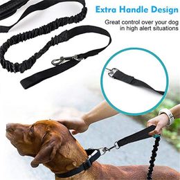 Dog Carrier Leash Elastic Reflective Pet Leashes With Padded Handle Safe Leader Rope For NO Pull Walking Running Accessories