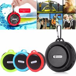 Microphones C6 Waterproof Portable Speaker Outdoor Sucker Mini BT Audio Mobile Phone Car Subwoofer Small Active Speakers