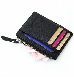 1 Pc Small Men Wallet Women Zipper Coin Pocket Ultra Thin Wallet Mini Leather Card Holders 8 Card Slots Purse 6 Colors2234990