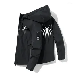 Men's Jackets Hooded Jacket Printed Spring And Autumn Brand Trench Coat Fashionable Casual Zippered