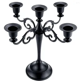 Candle Holders 5-Arms Black Metal For Pillar Candles Candlestick 1/2-1 Inch Taper Candelabra Decoration