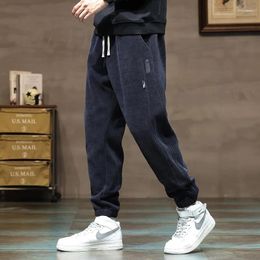 Men's Pants Winter Arrival Casual Loose Ankle-length Solid Colour Mid-waist Drawstring Baisc Daily Corduroy Male