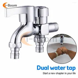 Bathroom Sink Faucets Double Water Outlet Faucet For Washing Machine Mop Pool Brass Tap Outdoor Garden Fast Bidet Accessories