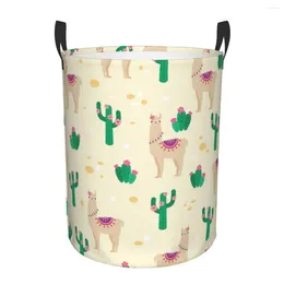 Laundry Bags Waterproof Storage Bag Desert Alpaca Cactus Flower Household Dirty Basket Folding Bucket Clothes Toys Organiser