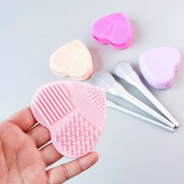 Colorful Heart Shape Clean Make up Brushes Wash Brush Silica Glove Scrubber Board Cosmetic Cleaning Tools for makeup brushes