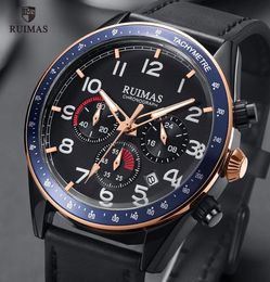 RUIMAS Mens Army Sports Watches Top Brand Luxury Leather Strap Wristwatch Man Luminous Chronograph Watch Relogios Masculino 5742634944