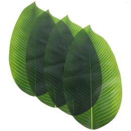 Decorative Flowers Simulated Leaves Artificial Banana Party Dish Mats Table Snack Leaf Placemat Shaped Bread Serving Desk Desktop