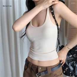 Women's Tanks B36D Women Summer Cami Top Shirt Casual Fitted Sleeveless Vests Crop Blouses