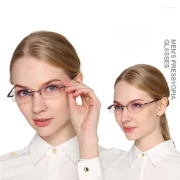 Sunglasses High-end Metal Lady's Radiation-proof Reading Glasses Fashion Rimless Blue Ray Protective Goggles For Elderly