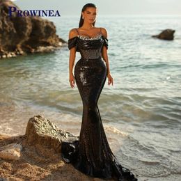 Runway Dresses Prowinea Trendy Scoop Neck Celebrity Dress For Women Spaghetti Straps Crystals Sequin Sweep Train Vestidos De Festa