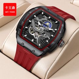 Men's Mechanical Barrel Type Hollow Automatic Luminous Waterproof Men's Tiktok Silicon Tape Sports Watch