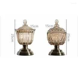 Storage Bottles Jar With Gold Bottle Box Plating Sealed Transparent Tank Cover Base Organize Crystal Decorative Glass