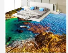 Wallpapers Home Decoration 3d Wallpaper Pvc Seaside Landscape Floor Waterproof