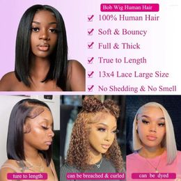 Straight Bob Wig Lace Front Human Hair Wigs For Women HD Transparent 13X4 Frontal Pre Plucked Remy