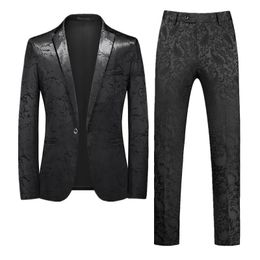 Summer Men Wedding Suit 2 Piece Fashion Mens Business Luxury Blazers Jacket and Pants Large Size 6XL Slim Fit Dress 240401