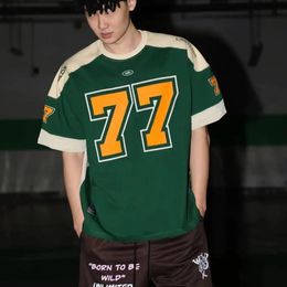 American retro men sports high street casual basketball clothing hip-hop couple trendy brand oversized T-shirt harajuku 240325