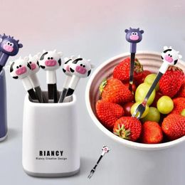 Forks 1 Set Fruit Fork With Storage Box Cartoon Shape Stainless Steel Animal World Theme Kids Dessert Toothpick For Dining Room