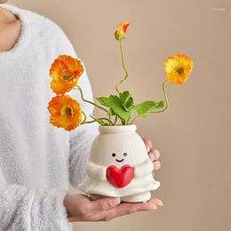 Vases Halloween Kawaii Ghost Ceramic Vase Creative Cartoon Flower Pot Planter Decoration Home Interior