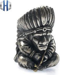 Paracord Brass Indian Knife Pendant Copper Indian Chief Knife Paracord Beads Parachute Drop Pendant EDC Pendant Bracelet Accessories