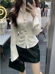 Women's Blouses Elegant Beige Korean Style Fashion Blouse Female Spring White Office Lady Shirt Casual Long Sleeve Y2k Tops Women