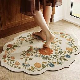 Bath Mats Rug Silicone Light Luxury Waterproof Oil-proof Heat Insulation Pad El Household Special-shaped Bathroom Mat Set