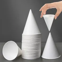 Disposable Dinnerware 200 Pcs Paper Cups Cone Shape Universal Water Cooler Ice Cream Dessert Storage Snow