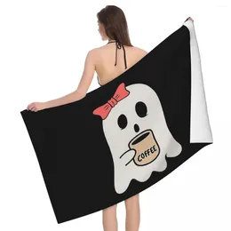 Towel Little Ghost Ice Coffee Happy Halloween Funny Cute 80x130cm Bath Water-absorbent For Picnic Souvenir Gift