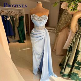 Runway Dresses Prowinea Attractive Mermaid Celebrity Dress For Women Illusion Rhinestones Pleat Slit Sweetheart Vestidos De Noche