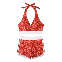 Women's Swimwear Sexy Printed Split Style Swimsuit Bikini Boxer Shorts Gathering Set Fashionable And Simple Bikinis