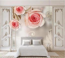 Wallpapers Wellyu Custom Wallpaper 3D Modern Minimalist Rose Pattern TV Background Wall For Living Room Papel Pintado Tapeta