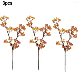 Decorative Flowers 3 Pcs Artificial Blueberry Branch Bouquet Plastic Foam Blueberries Ornament For Living Room Bedroom Decoration Decor