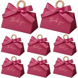 Gift Wrap 5pcs Wedding Party Boxes With Ribbon Portable Folding Triangle Pouches Chocolate Treat For Bridal