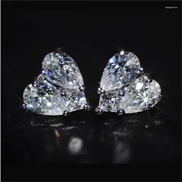 Stud Earrings Trendy Heart For Bridal Wedding Engagement Silver Color Aesthetic High Quality Women's Jewelry
