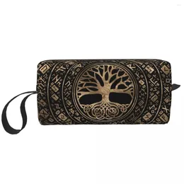 Storage Bags Tree Of Life Yggdrasil Runic Pattern Makeup Bag For Women Travel Cosmetic Fashion Viking Norse Symbol Toiletry
