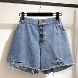 Women's Jeans Summer Loose Plus Size Denim Shorts For Women Korean Version Broken Hole Wide Leg Pants