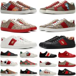 Bee Designer Sneakers Ace Low Casual Shoes Embroidered Tiger Leather Classic Shoe Green Red Stripe Luxury Italy Mens Womens Snake Black Ivory Stars Apple Duck