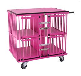 Dog Carrier HF Professional Small Pet Cage Movable Trolley Aluminum Handled Cages