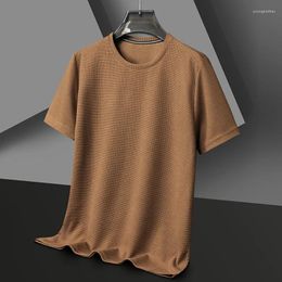 Men's T Shirts Summer Waffle Round Neck Short Sleeved T-shirt For Top