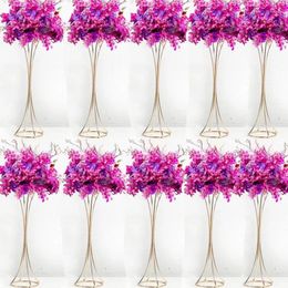 Party Decoration 10Pcs/Lots Vases Gold Flower Stand Metal T Road Lead Wedding Centrepiece Flowers Rack For Event