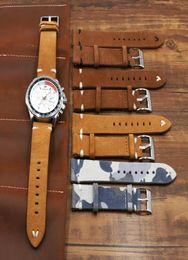 Genuine Suede Leather Watch Strap 18 20 22 24mm Brown Coffee Camouflage Watch Bands Men039s Band Accessories6738065