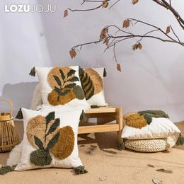 Pillow LOZUJOJU Embroidered Style Leaves Pattern Warm Winter Cases Covers Home Decor Sofa 45x45cm