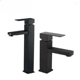 Bathroom Sink Faucets Black Basin Faucet Stainless Steel High/Short Cold Washbasin Mixer Tap Torneira