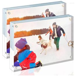 Frames Acrylic Picture Frame 4X6 Inch Frameless Clear Double Sided Standing Desktop Display Stand