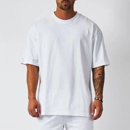 Top Mens Blank T-Shirt White Oversized Retro Solid Colour T-Shirt Large Size Mens Womens Fashion Short Sleeve Mens T-Shirt 240329