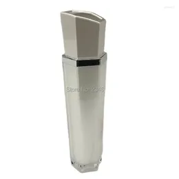 Storage Bottles Empty Perfume Bottle Spray Atomizer Refillable Acrylic Hexagon Silvery White Cosmetic Conainer 120ml 10pcs/Lot
