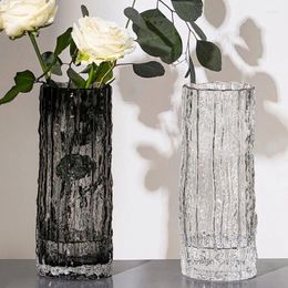 Vases Vase Glacier Glass Transparent Flower Arrangement Rose Living Room Dining Table Decoration Bottle