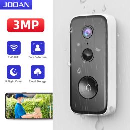 Doorbells JOOAN 3MP WiFi Video Doorbell Outdoor DoorBell Camera Auto Sensing Door Eye Camera Battery PIR Motion Detector Home Security