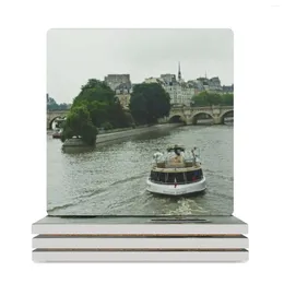 Table Mats PARIS FRANCE SEINE RIVER Ceramic Coasters (Square) Animal Cup Mat Cute Kitchen Supplies