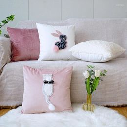 Pillow Home Decorative Pink Throw Pillowcase Case 3D Flower Cover Cute Plush Girl Heart Sofa Bedside